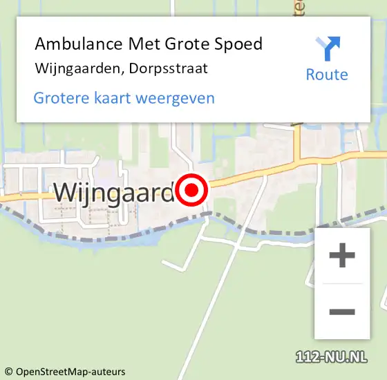 Locatie op kaart van de 112 melding: Ambulance Met Grote Spoed Naar Wijngaarden, Dorpsstraat op 24 juni 2022 09:32