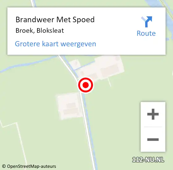 Locatie op kaart van de 112 melding: Brandweer Met Spoed Naar Broek, Bloksleat op 24 juni 2022 10:24