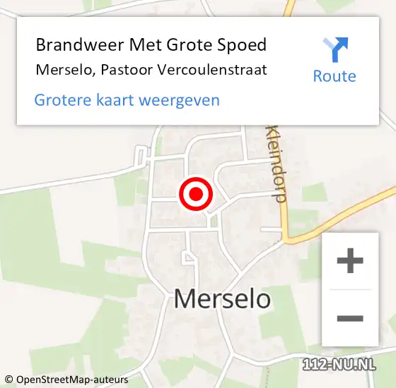 Locatie op kaart van de 112 melding: Brandweer Met Grote Spoed Naar Merselo, Pastoor Vercoulenstraat op 24 juni 2022 10:47