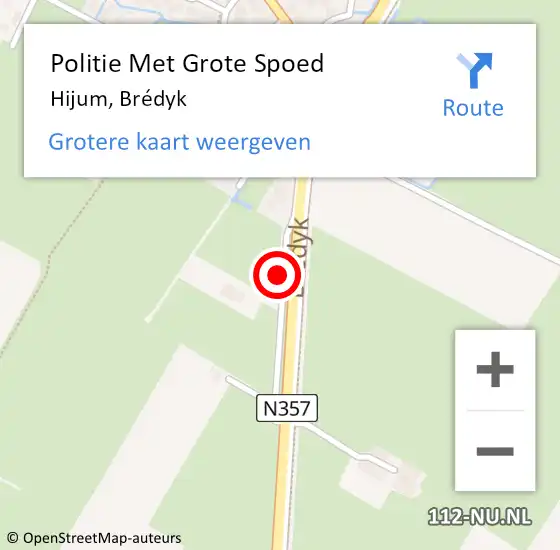 Locatie op kaart van de 112 melding: Politie Met Grote Spoed Naar Hijum, Brédyk op 24 juni 2022 11:42