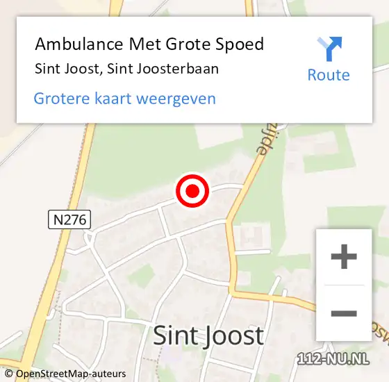 Locatie op kaart van de 112 melding: Ambulance Met Grote Spoed Naar Sint Joost, Sint Joosterbaan op 21 juli 2014 09:41