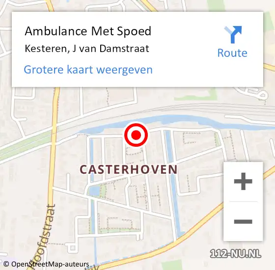 Locatie op kaart van de 112 melding: Ambulance Met Spoed Naar Kesteren, J van Damstraat op 24 juni 2022 12:17