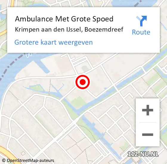 Locatie op kaart van de 112 melding: Ambulance Met Grote Spoed Naar Krimpen aan den IJssel, Boezemdreef op 24 juni 2022 12:21