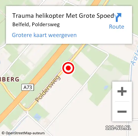 Locatie op kaart van de 112 melding: Trauma helikopter Met Grote Spoed Naar Belfeld, Poldersweg op 24 juni 2022 12:27