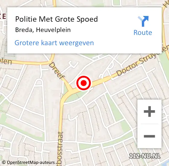 Locatie op kaart van de 112 melding: Politie Met Grote Spoed Naar Breda, Heuvelplein op 24 juni 2022 12:44