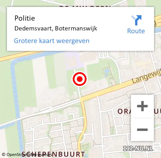 Locatie op kaart van de 112 melding: Politie Dedemsvaart, Botermanswijk op 24 juni 2022 12:48