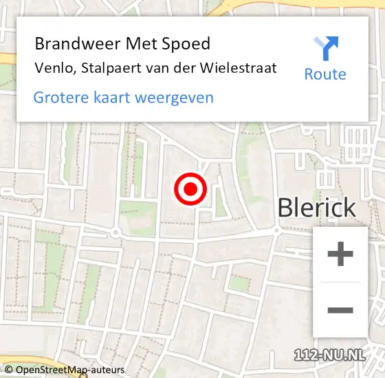 Locatie op kaart van de 112 melding: Brandweer Met Spoed Naar Venlo, Stalpaert van der Wielestraat op 24 juni 2022 12:55