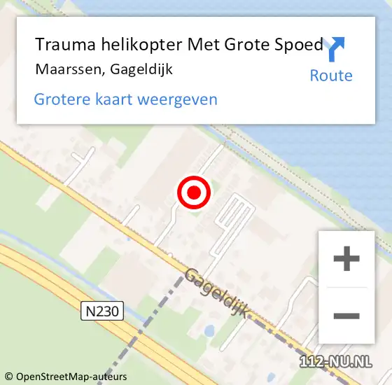 Locatie op kaart van de 112 melding: Trauma helikopter Met Grote Spoed Naar Maarssen, Gageldijk op 24 juni 2022 13:08