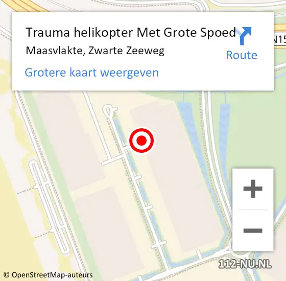 Locatie op kaart van de 112 melding: Trauma helikopter Met Grote Spoed Naar Maasvlakte, Zwarte Zeeweg op 24 juni 2022 13:10