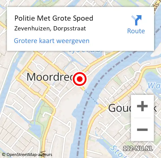 Locatie op kaart van de 112 melding: Politie Met Grote Spoed Naar Zevenhuizen, Dorpsstraat op 24 juni 2022 13:22