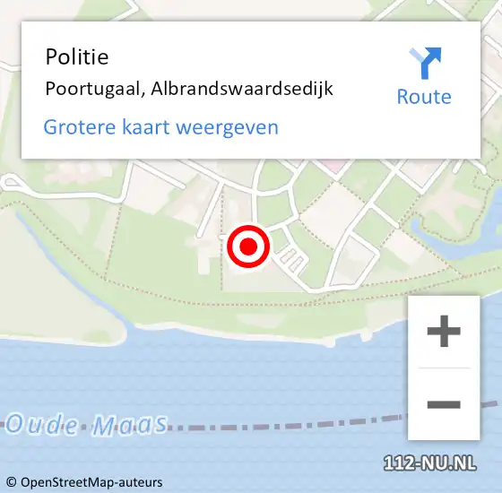 Locatie op kaart van de 112 melding: Politie Poortugaal, Albrandswaardsedijk op 24 juni 2022 13:26