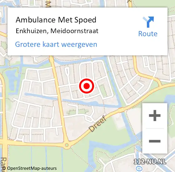 Locatie op kaart van de 112 melding: Ambulance Met Spoed Naar Enkhuizen, Meidoornstraat op 24 juni 2022 13:26