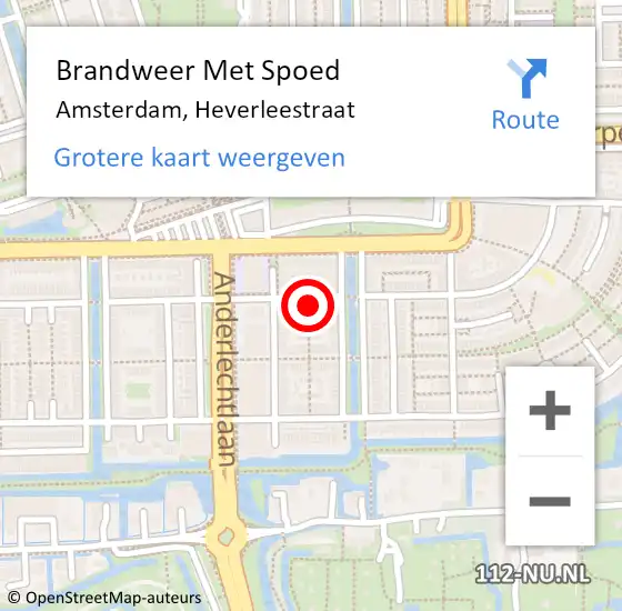 Locatie op kaart van de 112 melding: Brandweer Met Spoed Naar Amsterdam, Heverleestraat op 24 juni 2022 13:32