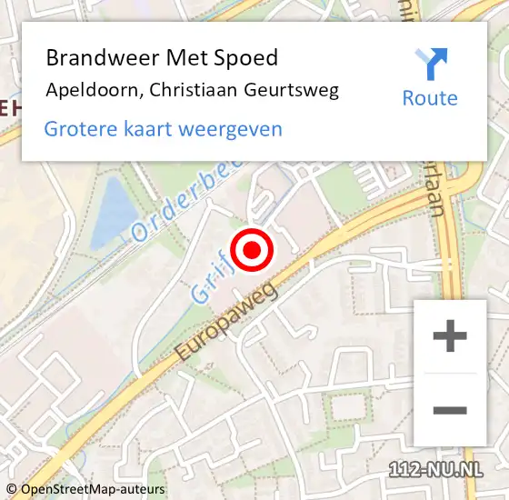 Locatie op kaart van de 112 melding: Brandweer Met Spoed Naar Apeldoorn, Christiaan Geurtsweg op 24 juni 2022 13:53