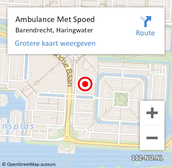 Locatie op kaart van de 112 melding: Ambulance Met Spoed Naar Barendrecht, Haringwater op 24 juni 2022 14:13