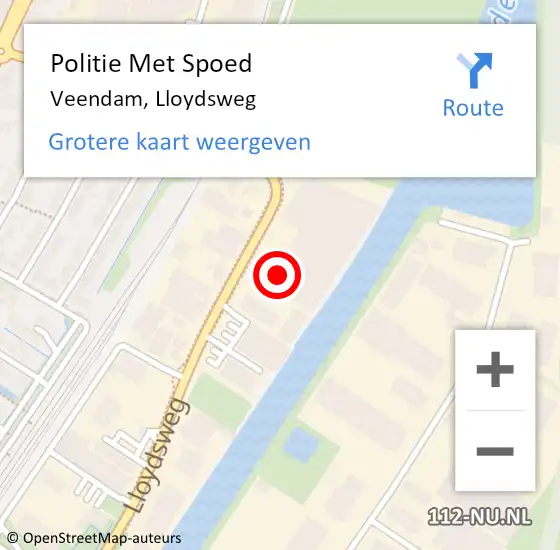 Locatie op kaart van de 112 melding: Politie Met Spoed Naar Veendam, Lloydsweg op 24 juni 2022 14:34