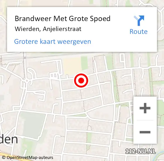 Locatie op kaart van de 112 melding: Brandweer Met Grote Spoed Naar Wierden, Anjelierstraat op 24 juni 2022 14:51