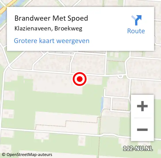 Locatie op kaart van de 112 melding: Brandweer Met Spoed Naar Klazienaveen, Broekweg op 24 juni 2022 14:52