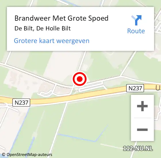 Locatie op kaart van de 112 melding: Brandweer Met Grote Spoed Naar De Bilt, De Holle Bilt op 24 juni 2022 14:54