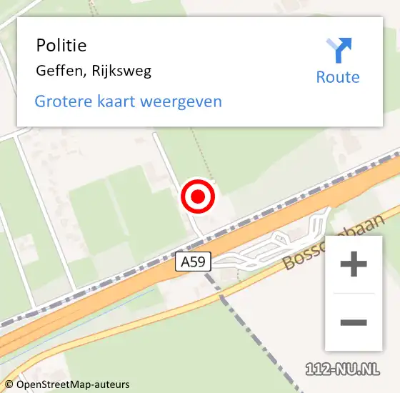 Locatie op kaart van de 112 melding: Politie Geffen, Rijksweg op 24 juni 2022 14:57