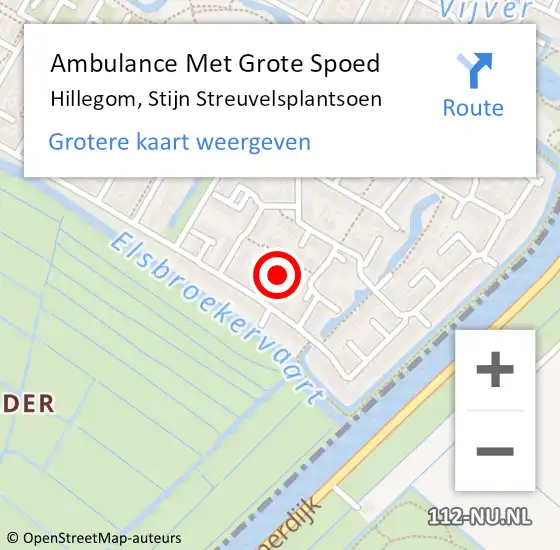 Locatie op kaart van de 112 melding: Ambulance Met Grote Spoed Naar Hillegom, Stijn Streuvelsplantsoen op 24 juni 2022 15:00