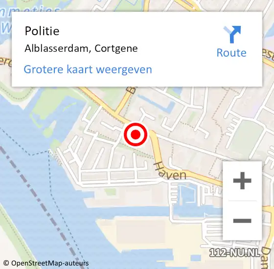 Locatie op kaart van de 112 melding: Politie Alblasserdam, Cortgene op 24 juni 2022 15:11