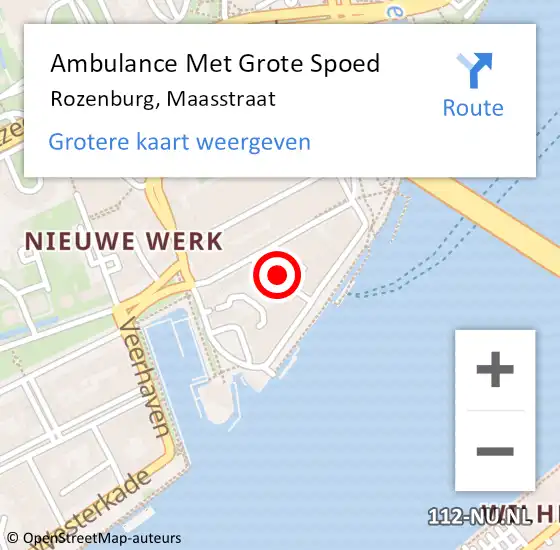 Locatie op kaart van de 112 melding: Ambulance Met Grote Spoed Naar Rozenburg, Maasstraat op 24 juni 2022 15:26