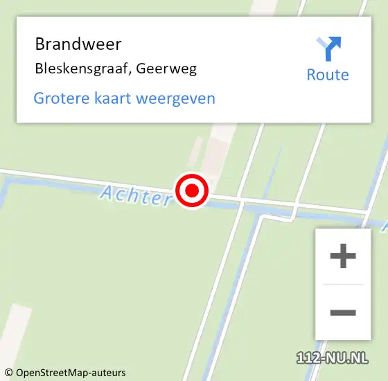 Locatie op kaart van de 112 melding: Brandweer Bleskensgraaf, Geerweg op 24 juni 2022 15:27