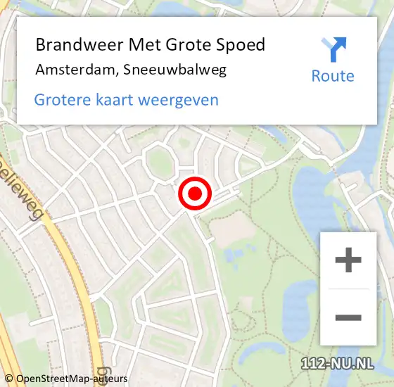 Locatie op kaart van de 112 melding: Brandweer Met Grote Spoed Naar Amsterdam, Sneeuwbalweg op 24 juni 2022 15:28