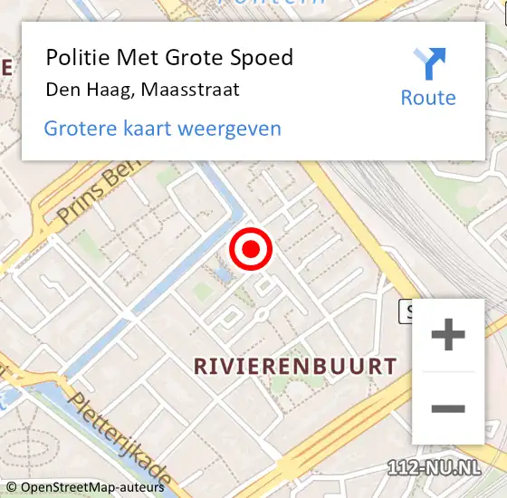 Locatie op kaart van de 112 melding: Politie Met Grote Spoed Naar Den Haag, Maasstraat op 24 juni 2022 15:28