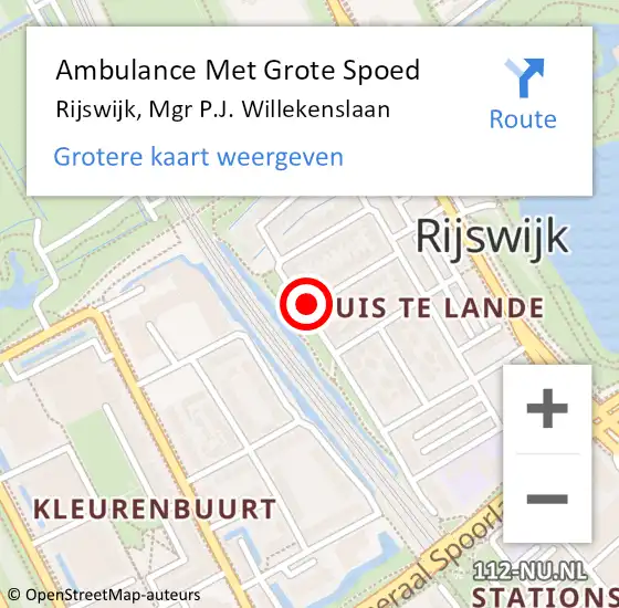 Locatie op kaart van de 112 melding: Ambulance Met Grote Spoed Naar Rijswijk, Mgr P.J. Willekenslaan op 24 juni 2022 15:29