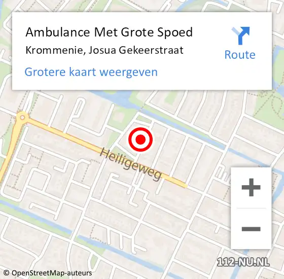 Locatie op kaart van de 112 melding: Ambulance Met Grote Spoed Naar Krommenie, Josua Gekeerstraat op 24 juni 2022 15:41