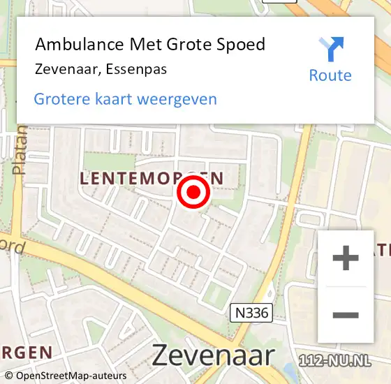 Locatie op kaart van de 112 melding: Ambulance Met Grote Spoed Naar Zevenaar, Essenpas op 24 juni 2022 15:43