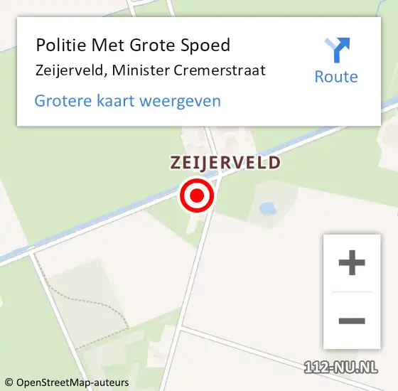 Locatie op kaart van de 112 melding: Politie Met Grote Spoed Naar Zeijerveld, Minister Cremerstraat op 24 juni 2022 15:43