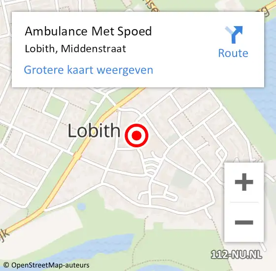 Locatie op kaart van de 112 melding: Ambulance Met Spoed Naar Lobith, Middenstraat op 24 juni 2022 15:51