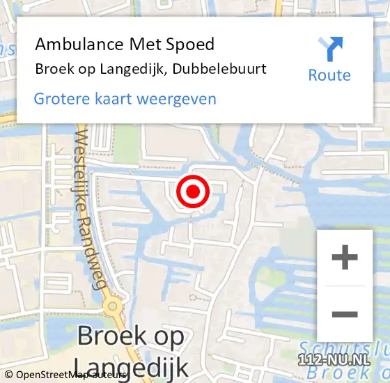 Locatie op kaart van de 112 melding: Ambulance Met Spoed Naar Broek op Langedijk, Dubbelebuurt op 24 juni 2022 15:57