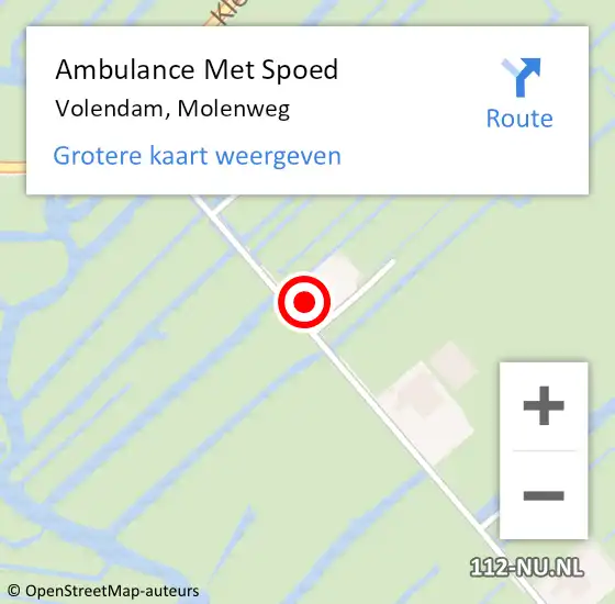 Locatie op kaart van de 112 melding: Ambulance Met Spoed Naar Volendam, Molenweg op 24 juni 2022 16:07