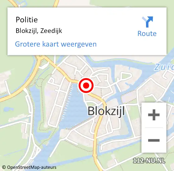 Locatie op kaart van de 112 melding: Politie Blokzijl, Zeedijk op 24 juni 2022 16:09