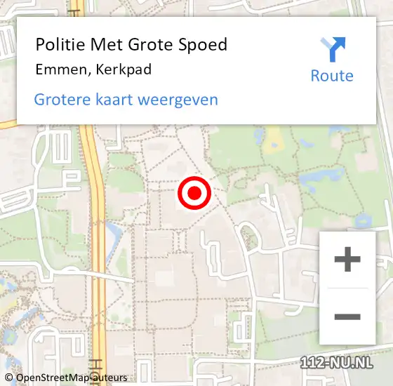 Locatie op kaart van de 112 melding: Politie Met Grote Spoed Naar Emmen, Kerkpad op 24 juni 2022 16:28