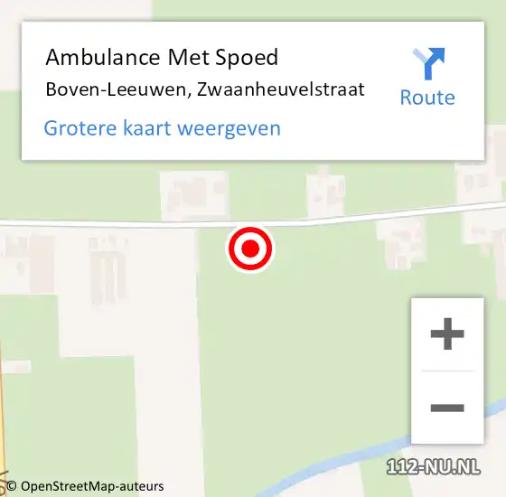 Locatie op kaart van de 112 melding: Ambulance Met Spoed Naar Boven-Leeuwen, Zwaanheuvelstraat op 24 juni 2022 16:32