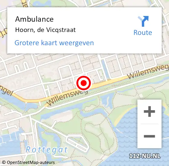 Locatie op kaart van de 112 melding: Ambulance Hoorn, de Vicqstraat op 24 juni 2022 16:34