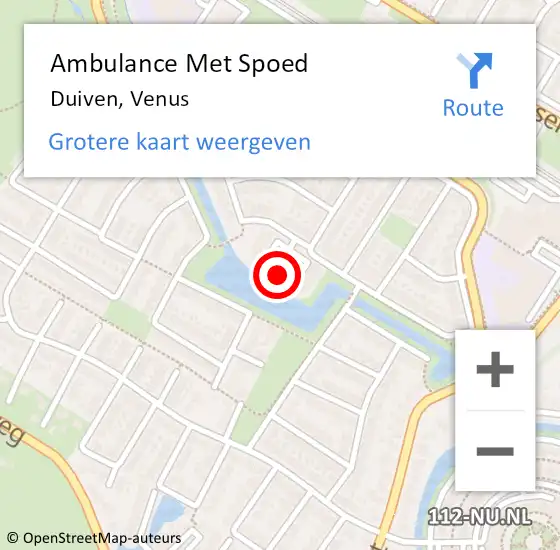 Locatie op kaart van de 112 melding: Ambulance Met Spoed Naar Duiven, Venus op 24 juni 2022 16:34