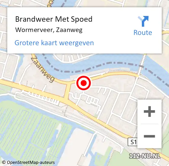 Locatie op kaart van de 112 melding: Brandweer Met Spoed Naar Wormerveer, Zaanweg op 24 juni 2022 16:39