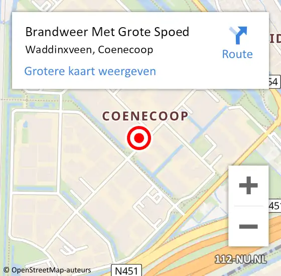 Locatie op kaart van de 112 melding: Brandweer Met Grote Spoed Naar Waddinxveen, Coenecoop op 24 juni 2022 16:39