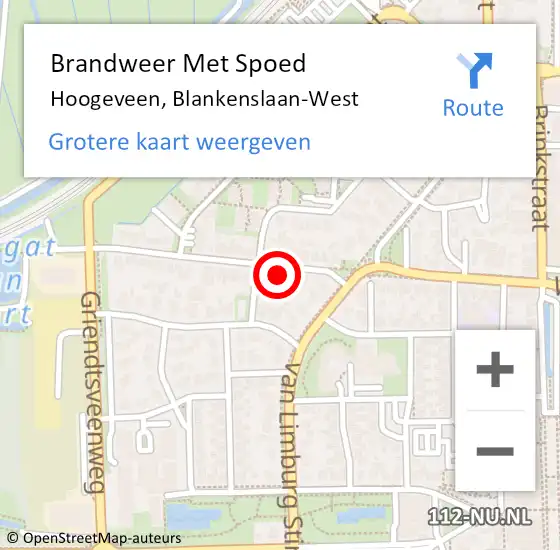 Locatie op kaart van de 112 melding: Brandweer Met Spoed Naar Hoogeveen, Blankenslaan-West op 24 juni 2022 16:42