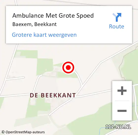 Locatie op kaart van de 112 melding: Ambulance Met Grote Spoed Naar Baexem, Beekkant op 24 juni 2022 16:50