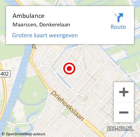 Locatie op kaart van de 112 melding: Ambulance Maarssen, Donkerelaan op 21 juli 2014 10:08