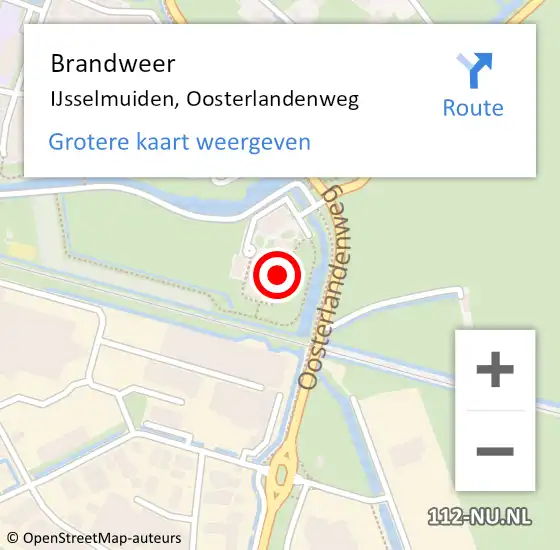 Locatie op kaart van de 112 melding: Brandweer IJsselmuiden, Oosterlandenweg op 24 juni 2022 17:06