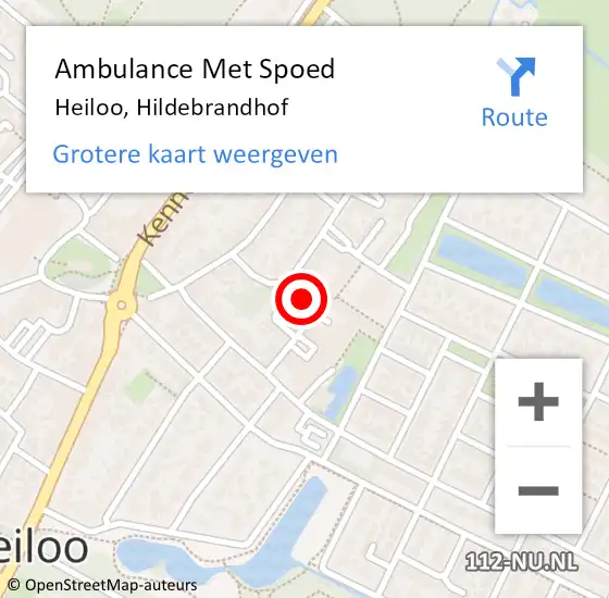 Locatie op kaart van de 112 melding: Ambulance Met Spoed Naar Heiloo, Hildebrandhof op 24 juni 2022 17:07