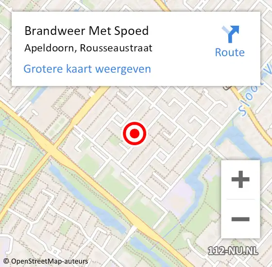 Locatie op kaart van de 112 melding: Brandweer Met Spoed Naar Apeldoorn, Rousseaustraat op 24 juni 2022 17:19